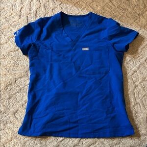 Blue Women's V-Neck Scrub Top